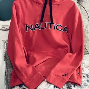 Nautica Coral/Melon Sweatshirt hoodie with Black lettering
